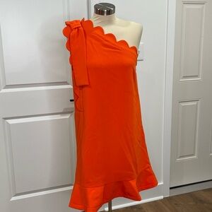 Victoria Beckham Bright Orange One-Shoulder Dress